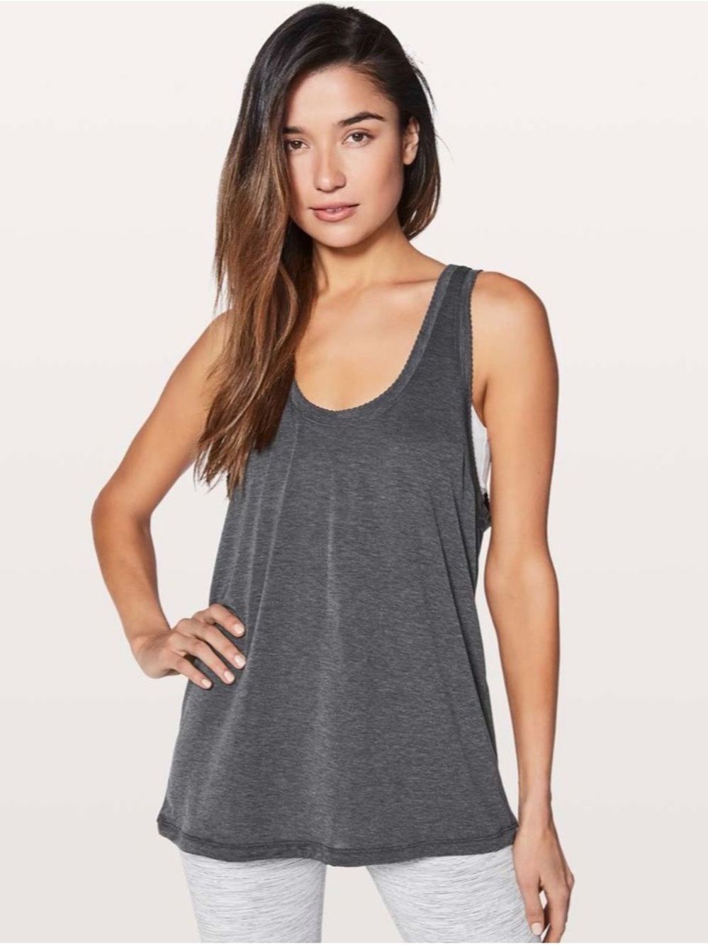 Lululemon Tied To It Tank Heathered Black size 10 NWOT - Picture 2 of 11